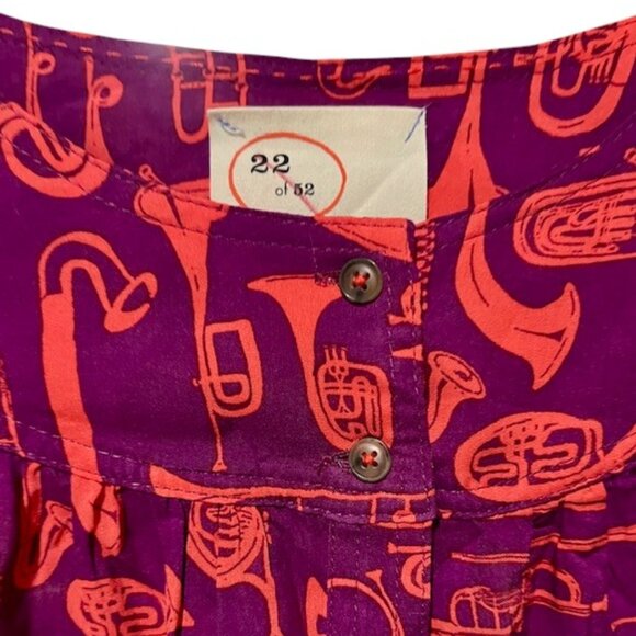 Anthropologie 52 Conversations Colloquial Yoked Button Down Toot Your Horn Sz 10 - Picture 8 of 15